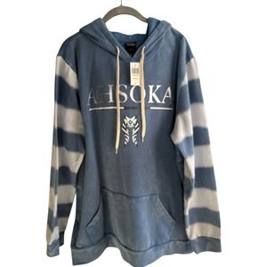 Star Wars Ahsoka Blue and White Striped Hoodie